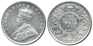 George V, Silver Rupee, 1911, Bombay Mint, with dot. About Uncirculated, Rare in this Cond