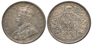 George V, Silver Rupee, 1911, Bombay Mint, with dot. About Uncirculated, Rare in this Cond