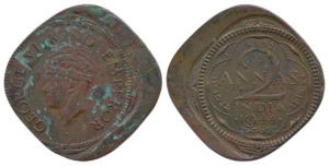George VI, Nickel-Brass, 2 Annas, 1944, Bombay Mint, Error, die shifting on both Sides. Ab