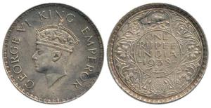 George VI, Silver Rupee, 1938, Bombay Mint, without dot. Extremely Fine, Scarce.