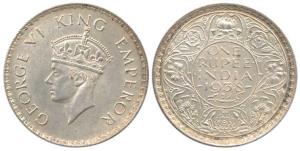 George VI, Silver Rupee, 1938, Bombay Mint, with dot. About Uncirculated, Scarce.