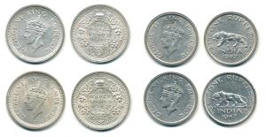 George VI, Half Silver Rupee, and Nickel (4), 1944, 1945, 1947 (2). Very Fine+ to Extremel