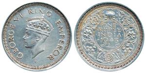 George VI, Half Silver Rupee, 1943, Bombay Mint, obv. 'C', rev. II, large 3. Rare, About E