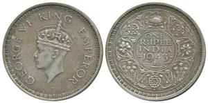 George VI, Half Silver Rupee, 1943, Bombay Mint, obv. 'C', rev. I(a), Large 3. About Very 
