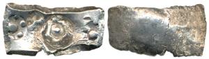 Punch-marked Coins, Shakya Janapada, (c. 600-500 BC), Silver 7.04 g, 5 Shana, scyphate, si
