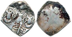 Punch-marked Coins, Ashmaka Janapada, (c. 500-350 BC), Silver ½ Karshapana, elephant, tree