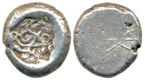 Punch-marked Coins, Agra Hoard type, Silve, 2.93 g, Karshapana, one composite single symbo