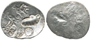 Punch-marked Coins, Magadha Janapada, Silver, 3.38 g, Karshapana, five-symbol type with su