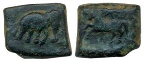 Post-Mauryan, Taxila (local coinage), (c. 185-160 BC), Copper, Karshapana, Punch-marked, o
