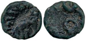 Satvahanas, Skanda Satkari, complete legend above elephant on obv.; Ujjaini symbol on rev.