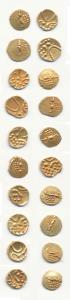 Marathas, Tanjavore Venkoji, Gold (6), Fanam, Ve on obv., degenerate crocodile on rev. (M&
