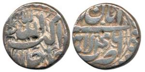 Akbar, Silver Rupee, ½ Rupee, 5.1g, Lahore Mint, Allahu Akbar type, Ilahi 46, Month Aban. 