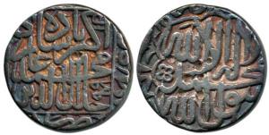 Akbar, Silver Rupee, 11.08g, Delhi Mint, mint off flan, AH 979. Very Fine.