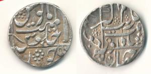 Aurangzeb, Silver Rupee, Junagadh Mint, square-area type, mint name in the left margin on 