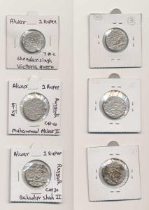Silver Rupee (3), different rulers, in the name of Muhammad Akbar II, Bahadur Shah II and 