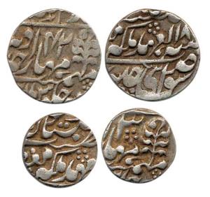 Sawai Jaipur Mint, Ram Singh, Silver ½ Rupee, AH 18xx/42; Madho Singh II, Silver ¼ Rupee, 