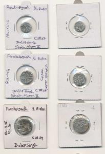 Duleep Singh, Silver Rupee, ½ Rupee and ¼ Rupee, set of three, in the name of Shah Alam II