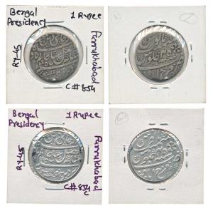 Farukhabad Mint, Silver Rupee, in the name of Shah Alam II, RY 45, oblique and straight mi