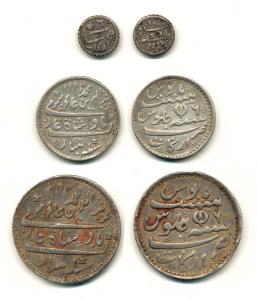 Arkat Mint, Silver Rupee, ½ Rupee and 1/16 Rupee, in the name of Alamgir II, AH 1172/6, ob