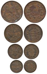 Copper (4), ½ Anna, ¼ Anna, and 1/12 Anna and ½ Pice, 1835 and 1853. About Very Fine to Ve