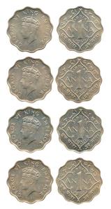 George VI, 1 Anna, Bombay Mint, 1939. Extremely Fine. (4)