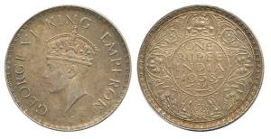 George VI, Silver Rupee, 1938, Calcutta Mint. Very Fine +.