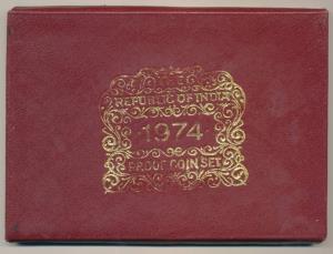 Proof Set, 1974, Food For All, 1 Paisa to Rupees 50. Within original packaging, Rare. (10)