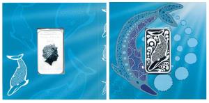 Australia, Elizabeth II, Silver Dollar, 2010, 1 ounce rectangle shape with dolphin on obv.