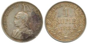 German East Africa, Silver Rupie, 1913 J. Very Fine, Scarce.