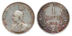 German East Africa, Silver Rupie, 1910 J. About Very Fine, Scarce.
