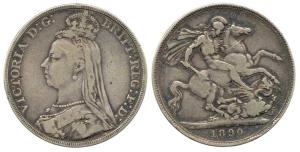 Great Britain, Victoria, Silver Crown, 1890. Fine +.
