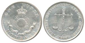 Mombasa, Silver Rupee, 1888 H. Extremely Fine, Scarce.