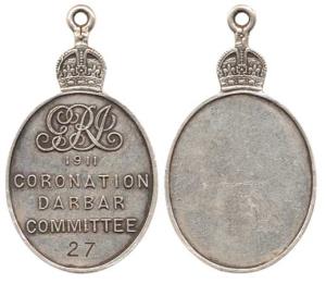 Coronation Durbar Committee 1911, Silver Medal, monogram of George V on obv., Uniface, the