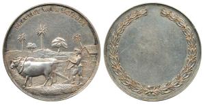 India Calcutta Mint Issue, 'Practice with Science', Silver Medal, 34.5g, obv. famer plough
