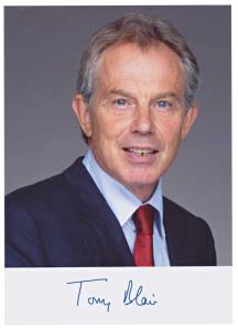 Autograph of Tony Blair, Ex- British Prime Minister, on photograph.