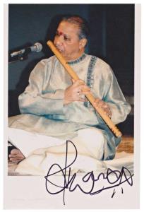 Autograph of Pandit Hari Prasad Chaurasia, famous Indian classical instrumentalist, on pho