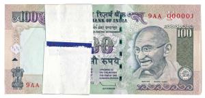 Rupees 100, 2009, signed D. Subbarao, (Jain G-81) bundle starting with 000001 to 000100 wi