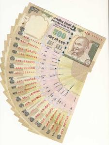 Rupees 500, Set of 19 fancy numbers, 111111-999999 and 100000-1000000. Uncirculated. (19)