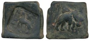 Post-Mauryan, Taxila (local coinage), (c. 185-160 BC), Copper Karshapana, 12.1g, Punch-mar