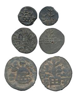 Anandas of Karwar (2nd century BC), Chutukulananda, Lead (3), 15.4g, 7.6g and 2.35g ten/si