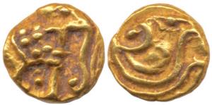 Western Gangas, (10th- 11th century AD), Gold Gajapati Fanam, obv. caparisoned elephant to