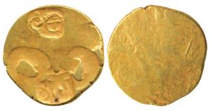 Feudatories of Chalukyas of Kalyani, Unattributed Gold punchmarked, 3.53g, punches of Shan