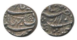 Akbar, Silver ½ Rupee, Allahabad Mint, rebellion issue . About Very Fine, Very Rare.