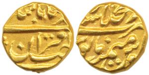 Muhammad Shah, Gold ½ Mohur, 5.47g, Darul Khilafat Shahjahanabad Mint, near complete mint 