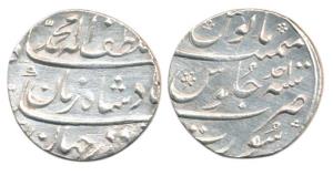 Muhammad Shah, Silver Rupee, Surat Mint, AH (11)31/Ahd, Ba- Lutf-Allah couplet on obv., ne