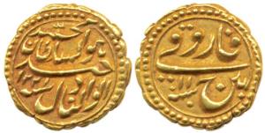Tipu Sultan, Gold Pagoda or Faruqi, 3.40g, Patan Mint, Faruqi and the mint name on obv., A