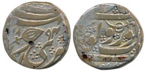 Kashmir Mint, Silver Rupee, VS 1894, sword as mint mark, Gobindshahi couplet (KM 51). Fine