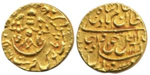 Wajid Ali Shah, Gold ¼ Ashrafi, 3.04g, Lucknow Mint, AH 1271/11, (KM 357.2). Very Fine+, V