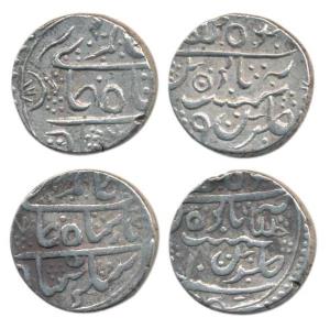 Gaj Singh, Silver Rupee (2), Garh Bikaner Mint, in the name of Alamgir II, RY 9 and 10. Ve