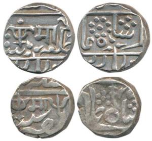 Madho Rao, Silver Rupee (2), Bhilsa and Lashkar Mints, Ma in Devnagri on obv. Very Fine. (